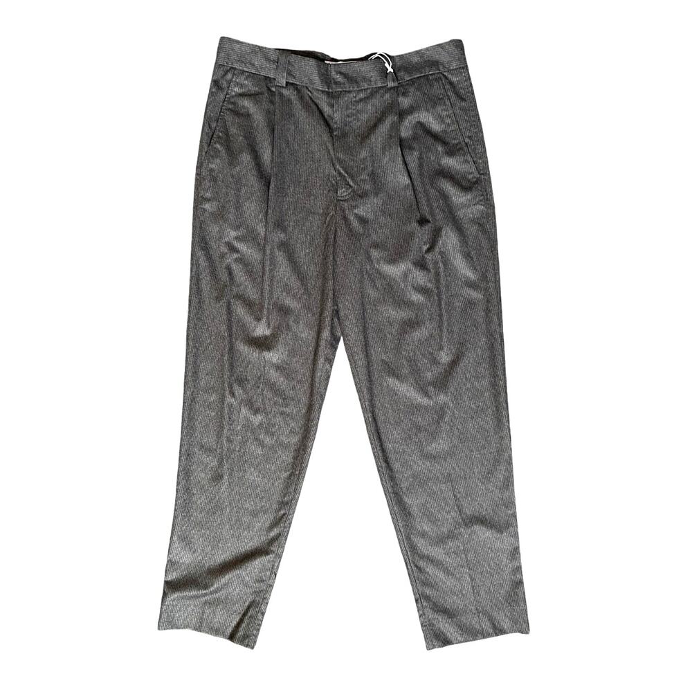 Acne Studios Wool Trousers in Gray Melange Stripe Size 48 Tapered New